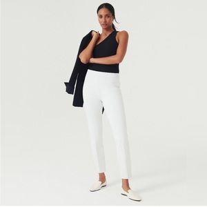 SPANX On-The-Go Ankle Slim Straight Pant Classic White Pull-on Sz L #30272R